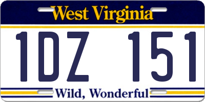 WV license plate 1DZ151