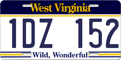 WV license plate 1DZ152