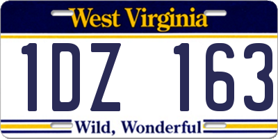 WV license plate 1DZ163