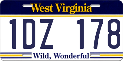 WV license plate 1DZ178
