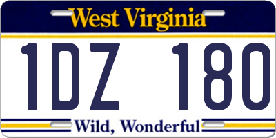WV license plate 1DZ180
