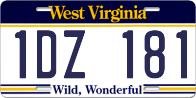 WV license plate 1DZ181