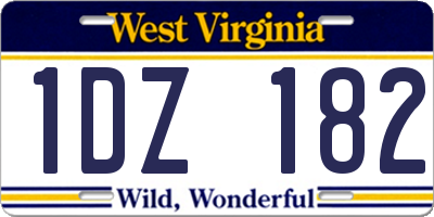 WV license plate 1DZ182