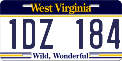 WV license plate 1DZ184