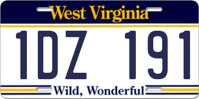 WV license plate 1DZ191