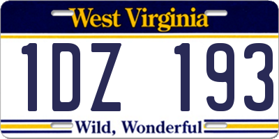WV license plate 1DZ193