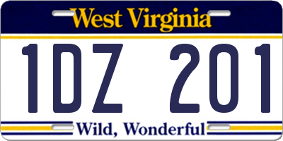 WV license plate 1DZ201