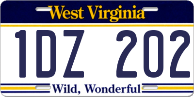 WV license plate 1DZ202