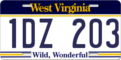 WV license plate 1DZ203