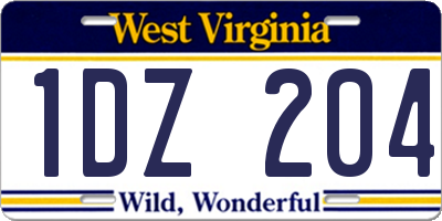 WV license plate 1DZ204