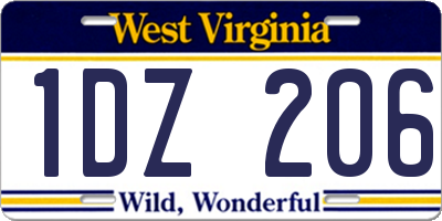 WV license plate 1DZ206