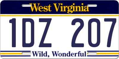 WV license plate 1DZ207