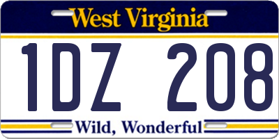 WV license plate 1DZ208