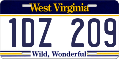 WV license plate 1DZ209