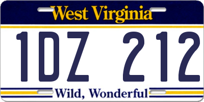 WV license plate 1DZ212