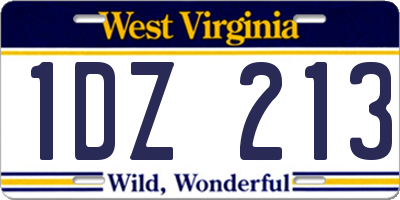 WV license plate 1DZ213