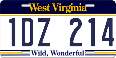 WV license plate 1DZ214