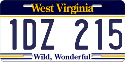 WV license plate 1DZ215