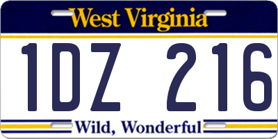 WV license plate 1DZ216