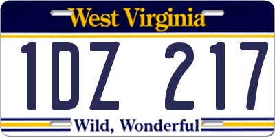 WV license plate 1DZ217