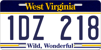 WV license plate 1DZ218