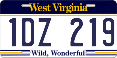 WV license plate 1DZ219