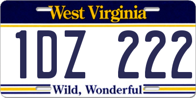 WV license plate 1DZ222