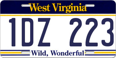 WV license plate 1DZ223