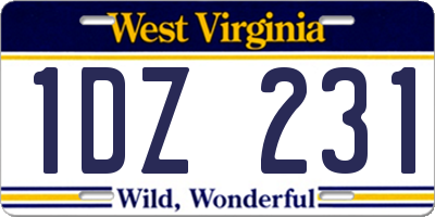WV license plate 1DZ231