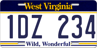 WV license plate 1DZ234