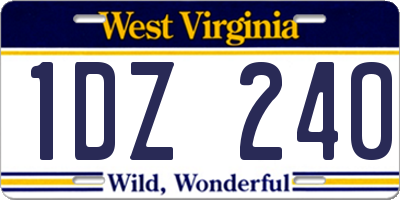 WV license plate 1DZ240