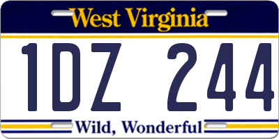 WV license plate 1DZ244