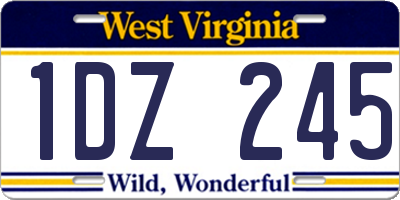 WV license plate 1DZ245