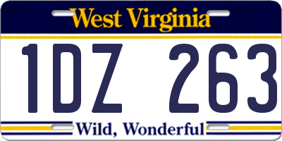 WV license plate 1DZ263