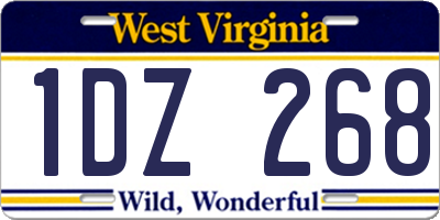 WV license plate 1DZ268