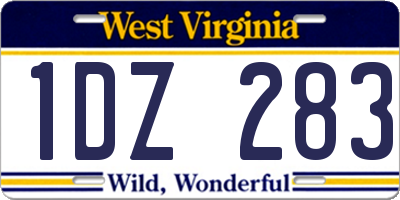 WV license plate 1DZ283