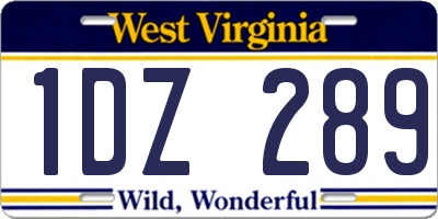 WV license plate 1DZ289