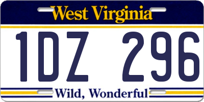 WV license plate 1DZ296