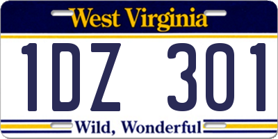 WV license plate 1DZ301