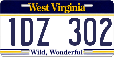 WV license plate 1DZ302