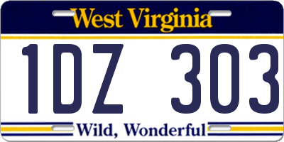 WV license plate 1DZ303