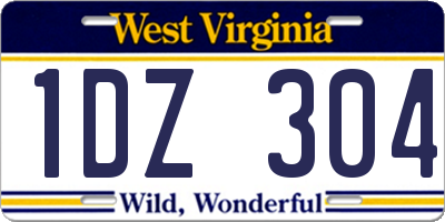 WV license plate 1DZ304