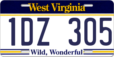 WV license plate 1DZ305