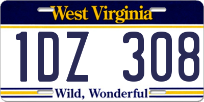 WV license plate 1DZ308