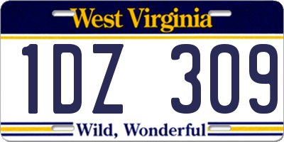 WV license plate 1DZ309
