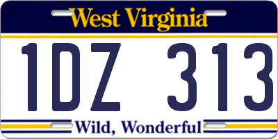 WV license plate 1DZ313