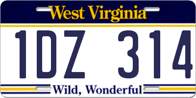 WV license plate 1DZ314