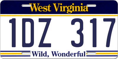 WV license plate 1DZ317