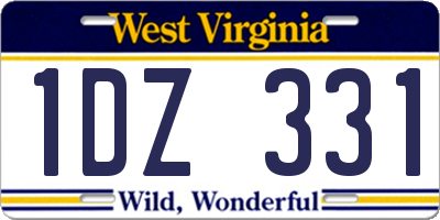 WV license plate 1DZ331