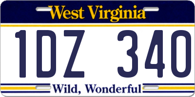WV license plate 1DZ340